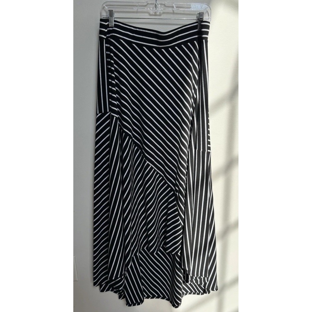 Torrid Hi-Low Maxi Skirt Sz 1 = 14 16 Black White Stripes Nautical Yacht Coastal - Picture 5 of 16
